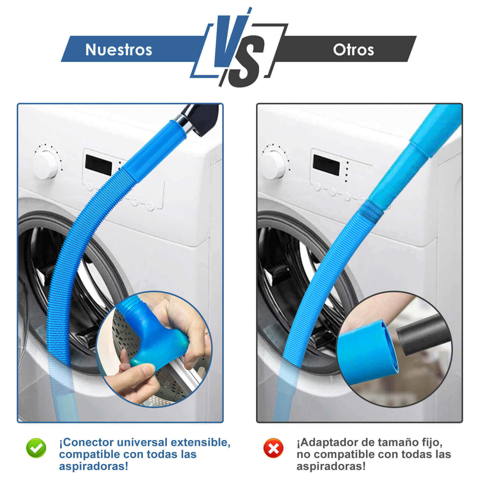 Manguera universal para aspiradora de conductos de secadora, diseño de una sola pieza, compatible con todas las aspiradoras